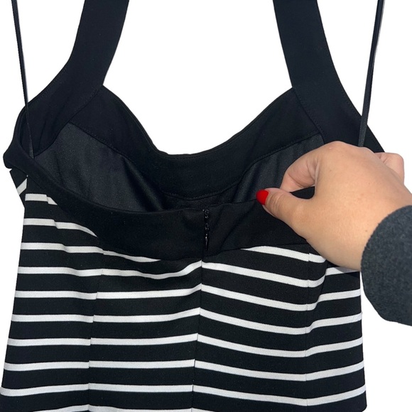 NEW NWT NICHOLAS Jane Contrast Square Neck Midi Dress In Black & Milk Stripe - Picture 9 of 13